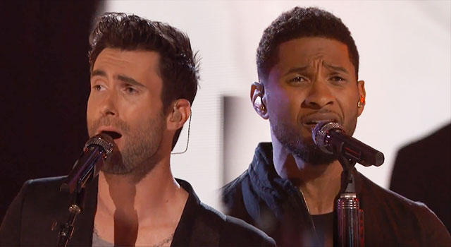 Usher şi Adam Levine pipăiţi de două fane!