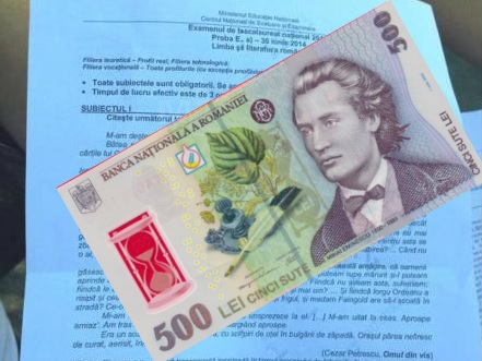 BAC 2014: Elevii au descris bancnota de 500 RON pentru că era singurul lucru pe care îl știau despre Mihai Eminescu