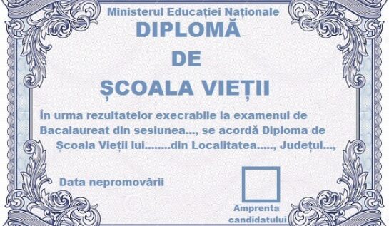 FOTO: Ministerul Educației va acorda Diplome de școala vieții pentru cei care pică examenul de bacalaureat