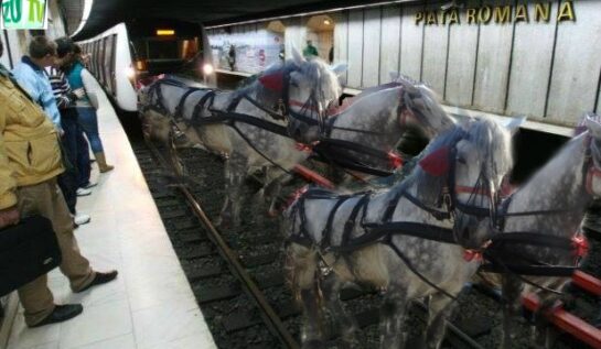FOTO: În urma deselor defecțiuni la metrou, Metrorex introduce garniturile de tren trase de cai