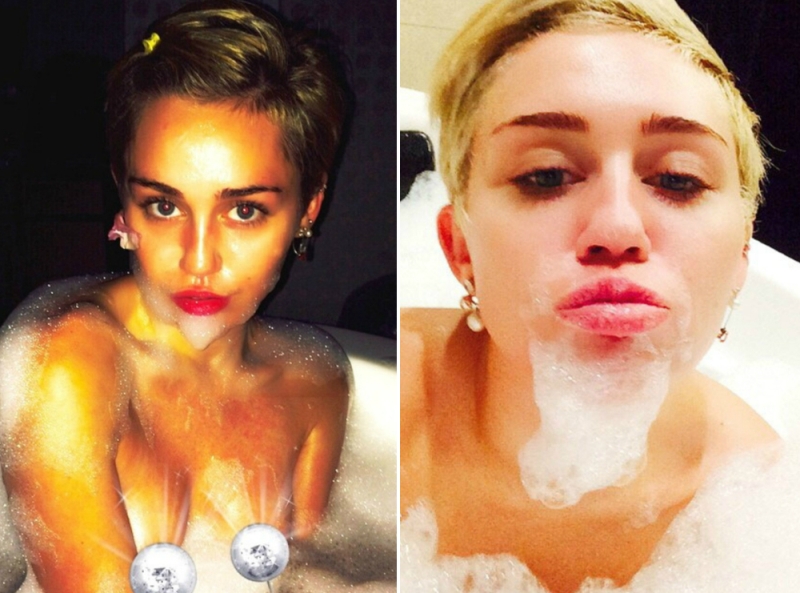 OMG! Miley Cyrus loveşte din nou. A postat un selfie topless!