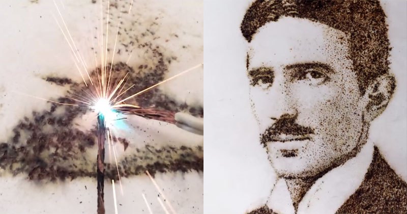 OMG: Portretul lui Tesla realizat din scântei electrice