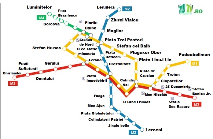 Mori de râs! Cum ar arăta harta metroului din București cu ocazia sărbătorilor de iarnă