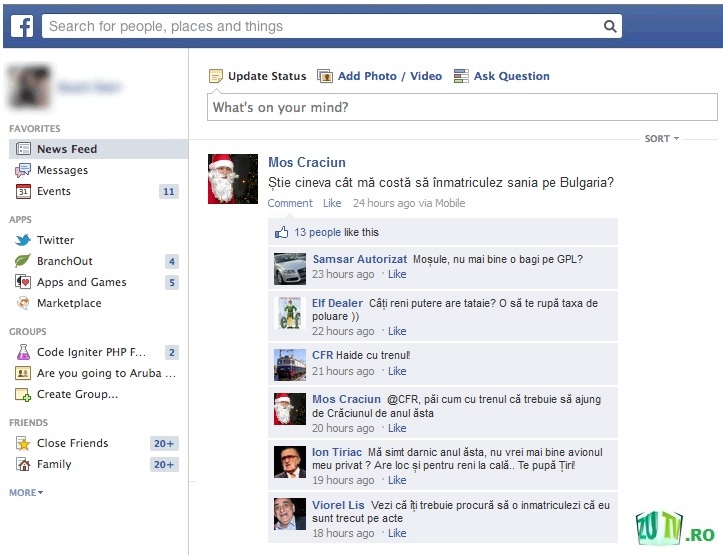 Comentarii LOL pe contul de facebook al lui Moș Crăciun după ce a postat că își înmatriculează sania pe Bulgaria!
