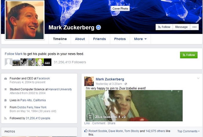 Oficial! Mark Zuckerberg a confirmat pe Facebook că va participa la Ziua Izabellei!