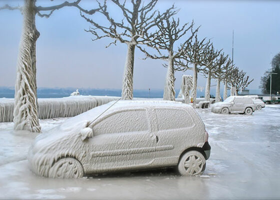 FOTO OMG | Gheața a creat opere de artă din mașinile lor