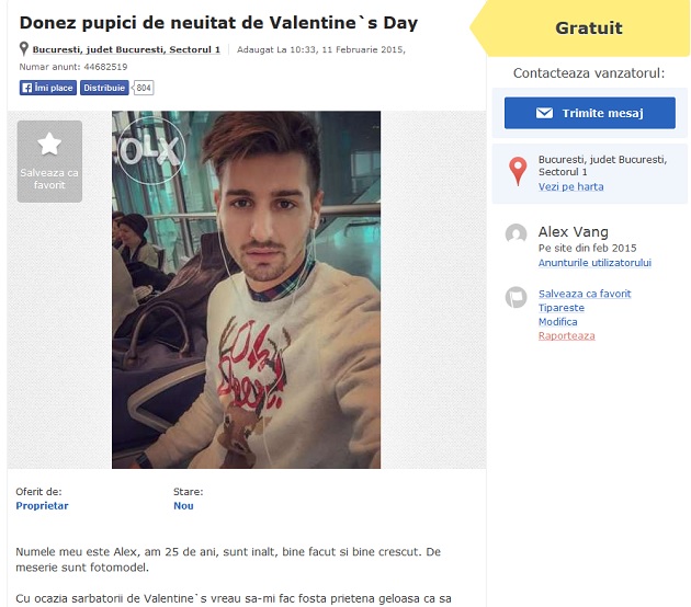 SUPER OFERTĂ! Un băiat donează pupici de Valentines Day pe un site de anunțuri!