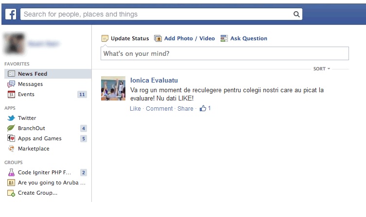 Moment solemn pe facebook: Elevii au ținut un moment de reculegere pentru cei picați la Evaluarea Națională!