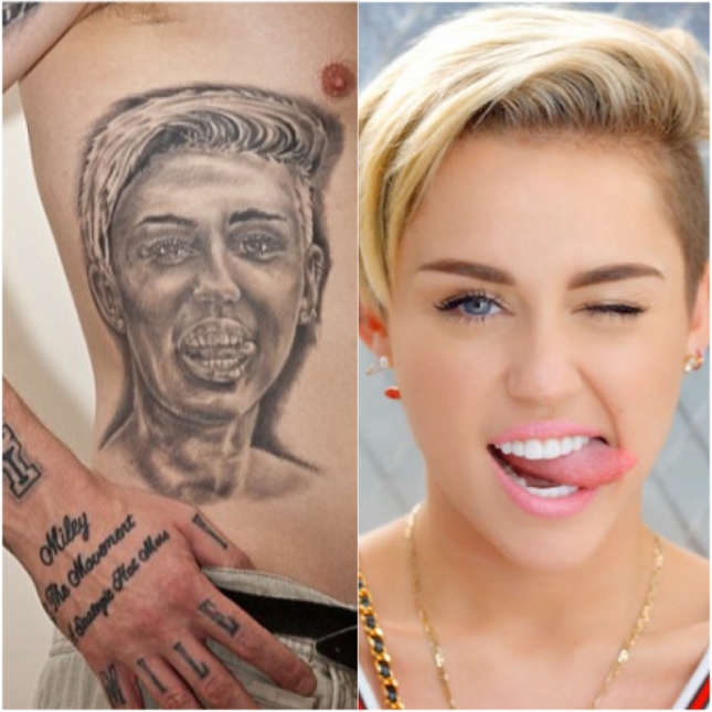GALERIE FOTO: Un fan obsedat al lui Miley Cyrus are 22 de tatuaje cu ea!