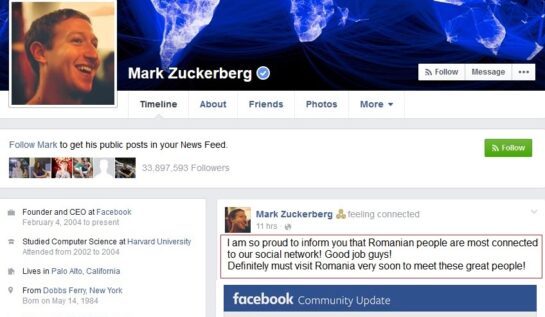 Mark Zuckerberg vine în România: ”Trebuie să îi cunosc pe oamenii care petrec cel mai mult timp pe facebook!”
