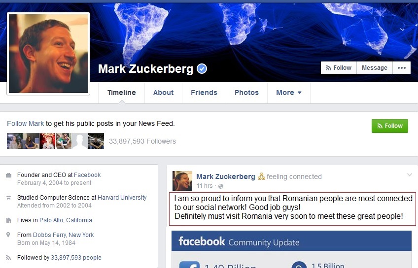 Mark Zuckerberg vine în România: Trebuie să îi cunosc pe oamenii care petrec cel mai mult timp pe facebook!