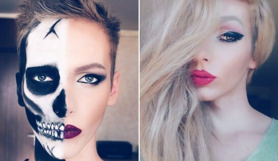 FOTO OMG: Un make-up artist român face senzaţie pe Internet. Se machiază jumătate femeie, jumătate bărbat!