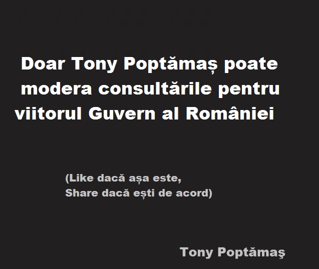 INEDIT! Consultările de la Cotroceni pentru viitorul Premier vor fi moderate de Tony Poptămaș direct pe pagina sa de facebook!