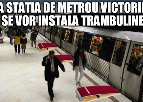 Metrorex va instala trambuline la Stația Victoriei pentru ca lumea să poată sări în siguranță în garnitura de metrou!