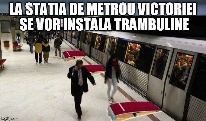 Metrorex va instala trambuline la Stația Victoriei pentru ca lumea să poată sări în siguranță în garnitura de metrou!