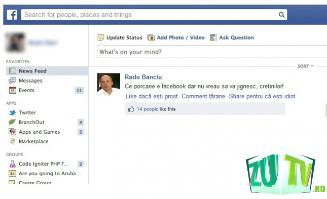 Newsfeed personalizat! Ce opțiuni ar fi introduse pe facebook de către Radu Banciu!