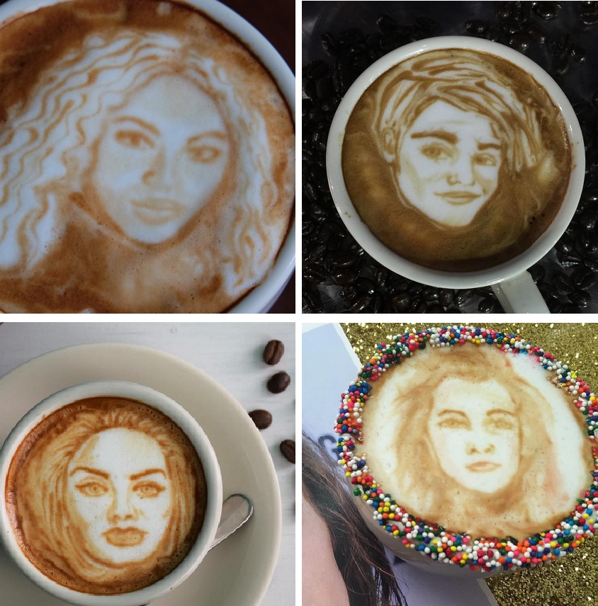 OMG! Un barista face portretele artiştilor în cafea. Nu ţi-ar fi milă să îi bei?