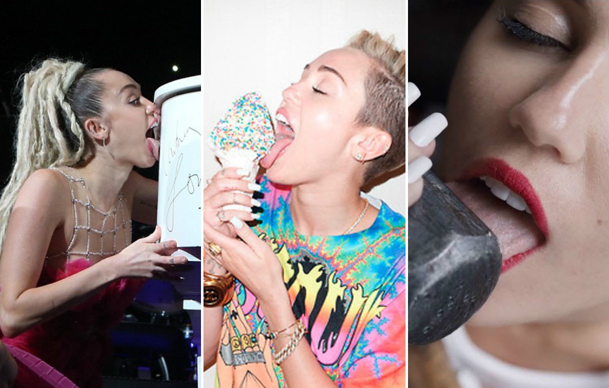11 chestii DUBIOASE pe care le-a lins Miley Cyrus de-a lungul timpului