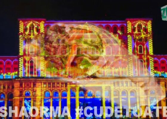 Zilele Bucureștiului 2017: Românii au aplaudat minute în șir proiecția video a unei shaorme gigant pe Casa Poporului!