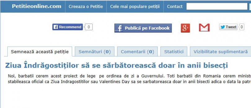 Genial! Un grup de bărbați adevărați au inițiat o petiție prin care Valentines Day să se sărbătorească doar în anii bisecți