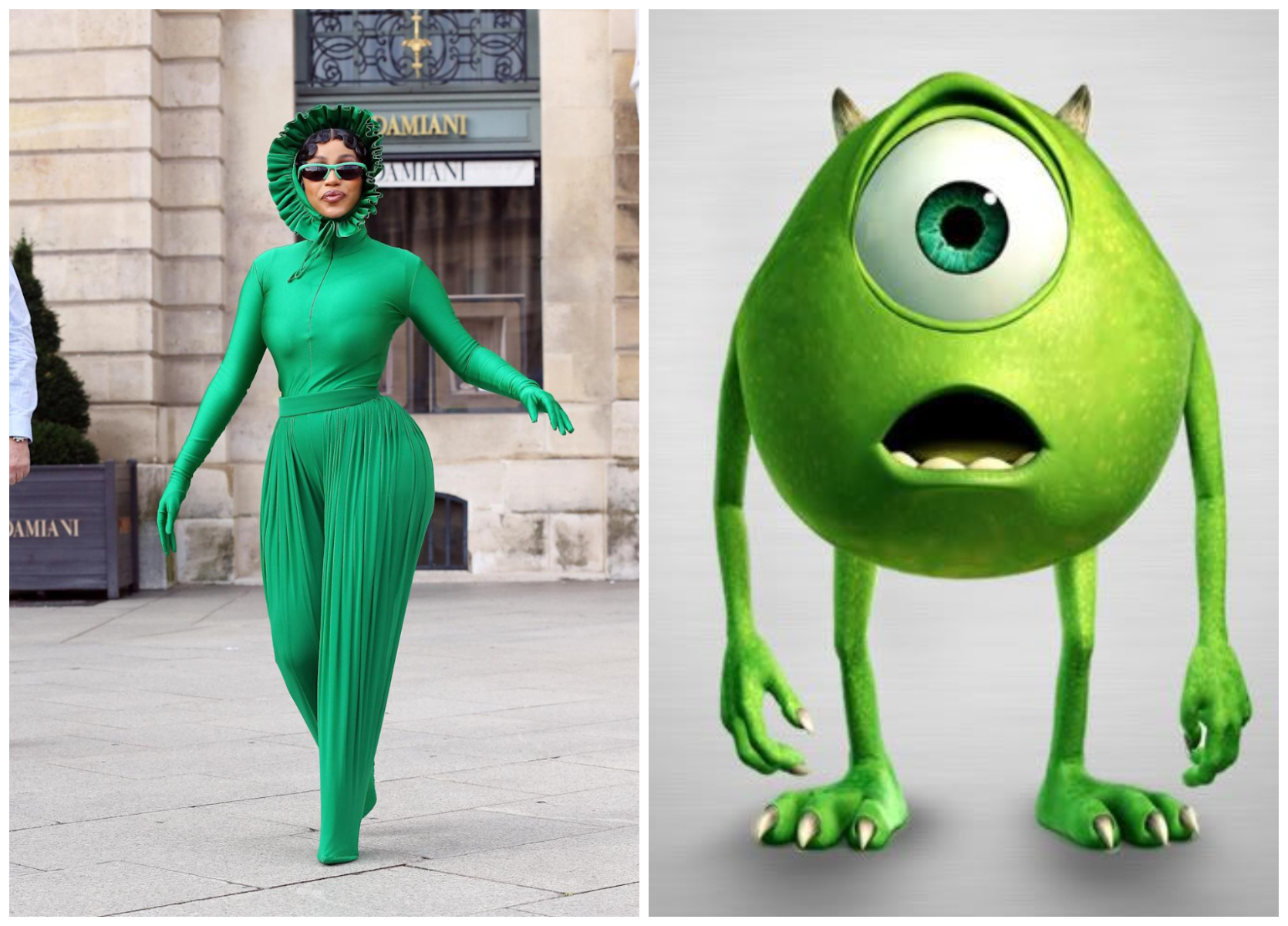 Meme this! Cardi B a purtat un outfit verde și a devenit ținta glumelor pe internet. Cu ce seamănă?