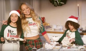Mariah Carey și cei doi copii îmbrăcați crăciunistic pregătind fursecuri